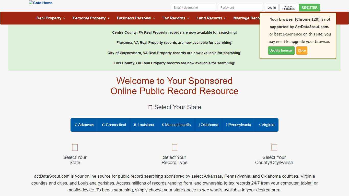 actDataScout - County / Parish Sponsored Public Records